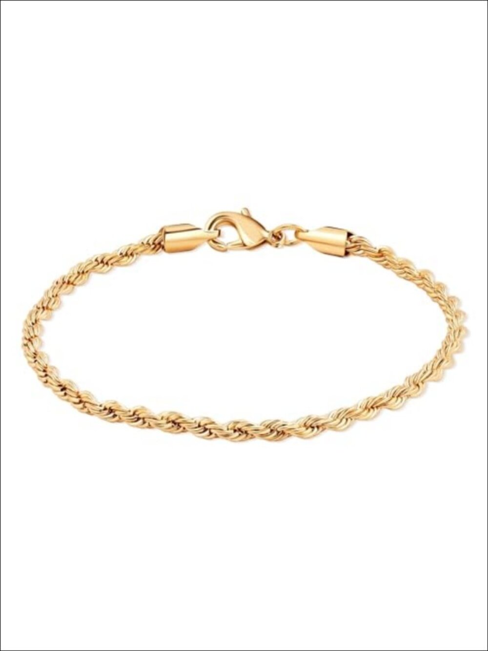 18K Gold Plated Rope Chain Bracelet 7 Inch Made in Brazil Elegant